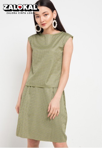 Jual Uptown Girl Sleeveless Houndstooth Blouse Original Zalora Indonesia