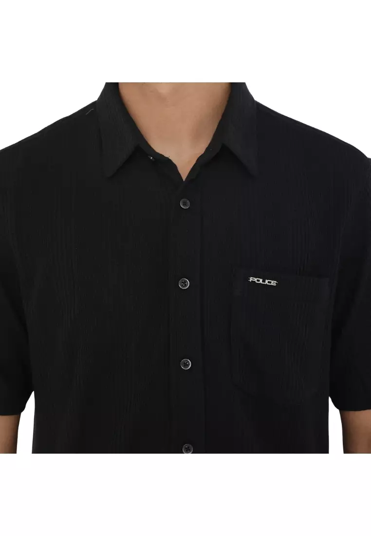 POLICE Kemeja Knit Premium Logo Plat Besi Regular Fit Pria