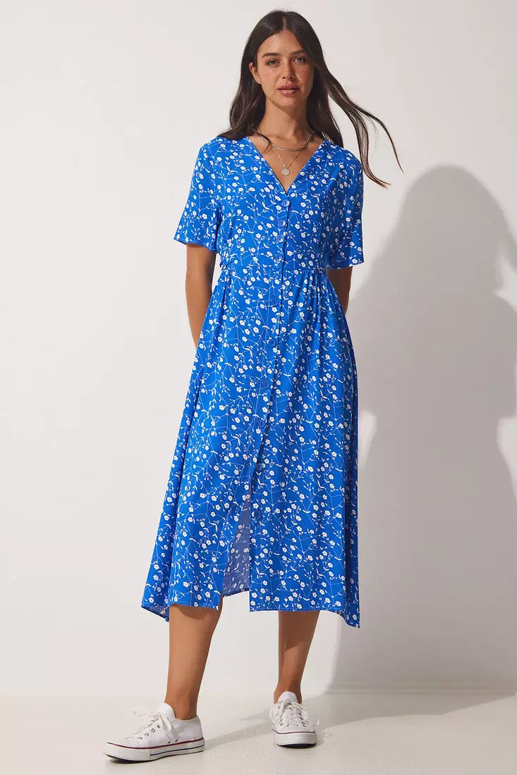 Floral Summer Dress with Buttons