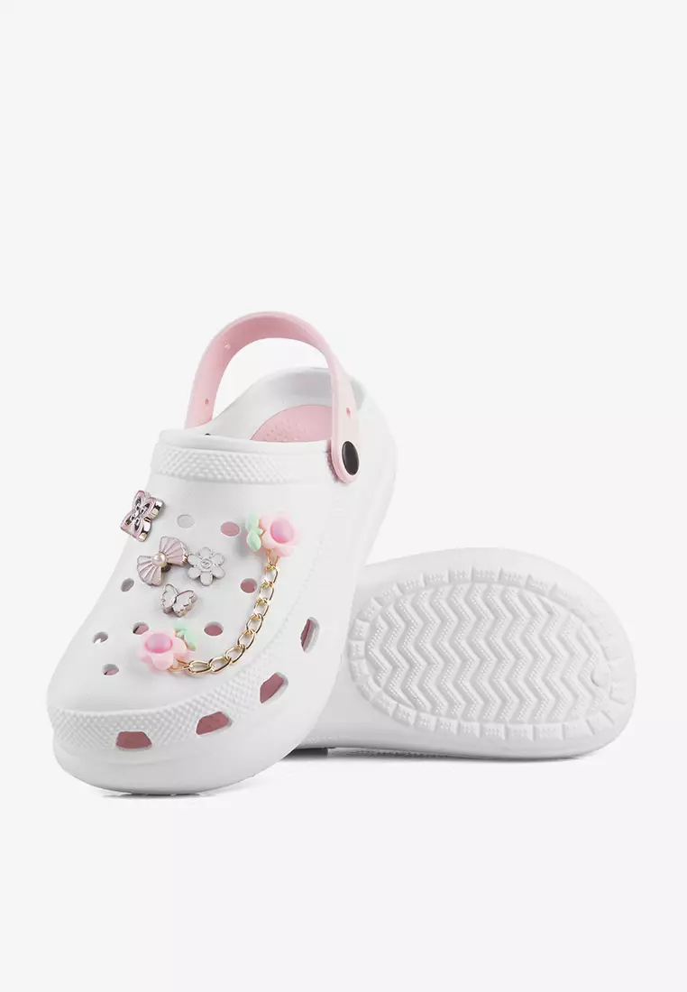 Sandal Clog Wanita  L.Crown White Pink