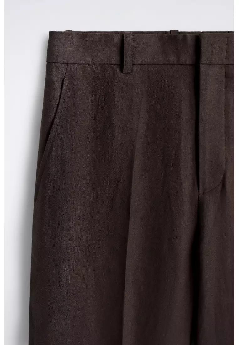 RELAXED LINEN TAPERED TROUSERS