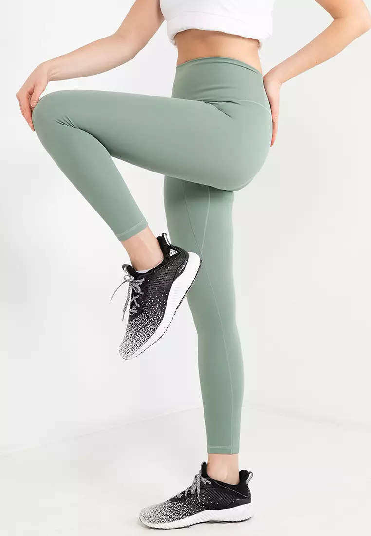 Pale Green Yoga Leggings, Cream Green Color Women's Long Yoga