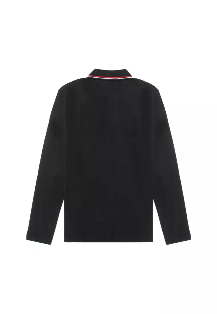 Armani long 2024 sleeve polo black