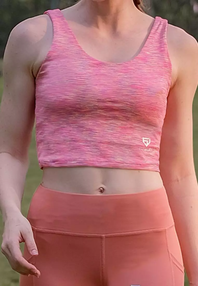 Fitwear - SportBra Croptop Olahraga Wanita EVELYNE [2IN1 PLAIN] - HEATHER PINK
