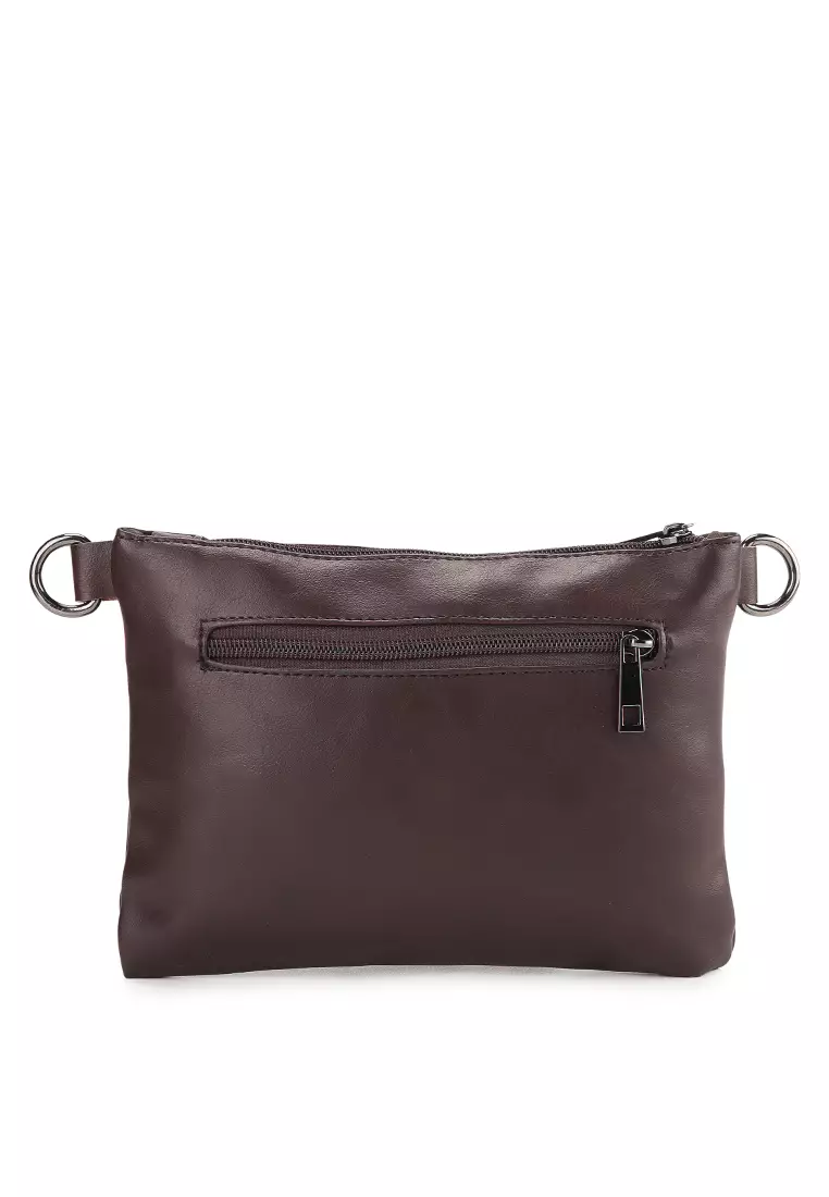 Distressed Leather Hand Strap Clutch Bag