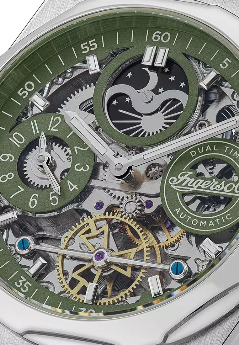 (FREE GIFT) Ingersoll Broadway Silver Stainless Steel Analog Automatic Watch For Men INI12905 IC003GB-GWP