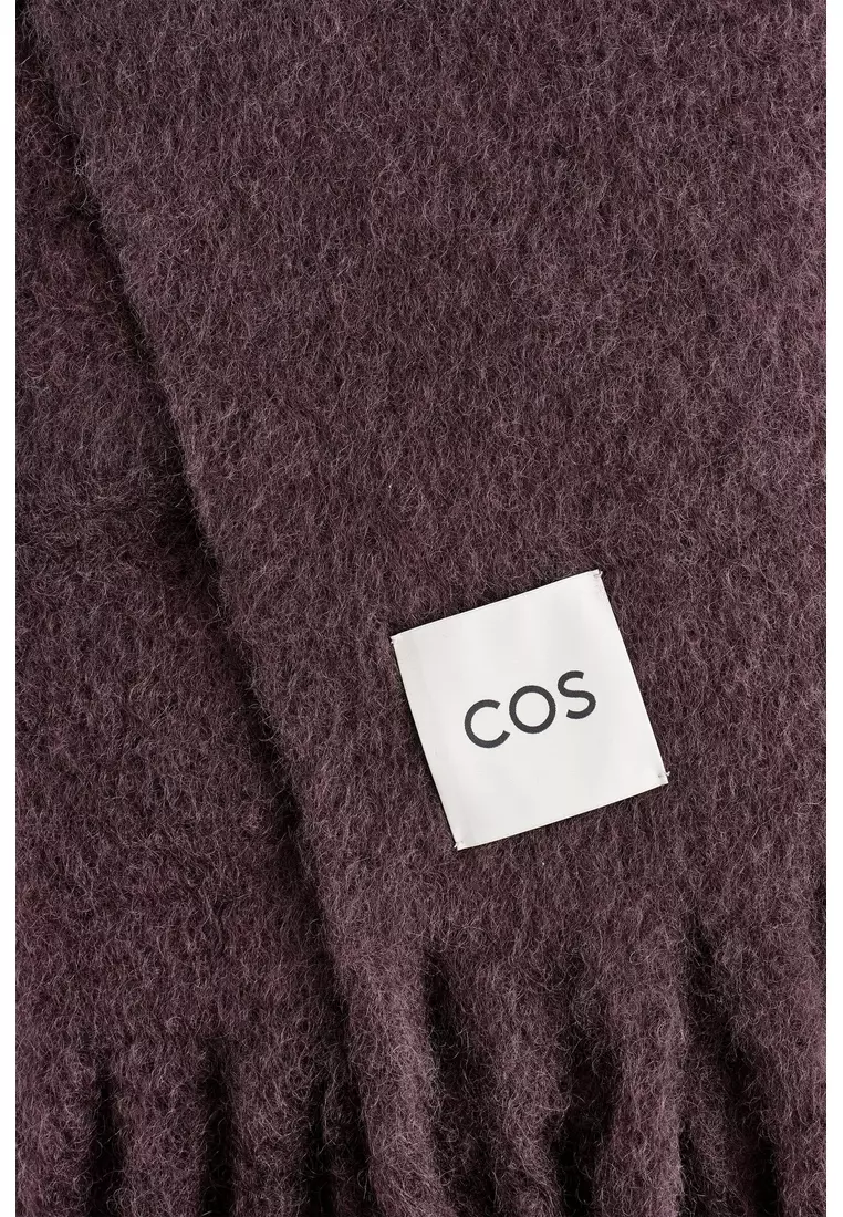 FRINGED BRUSHED-MOHAIR SCARF