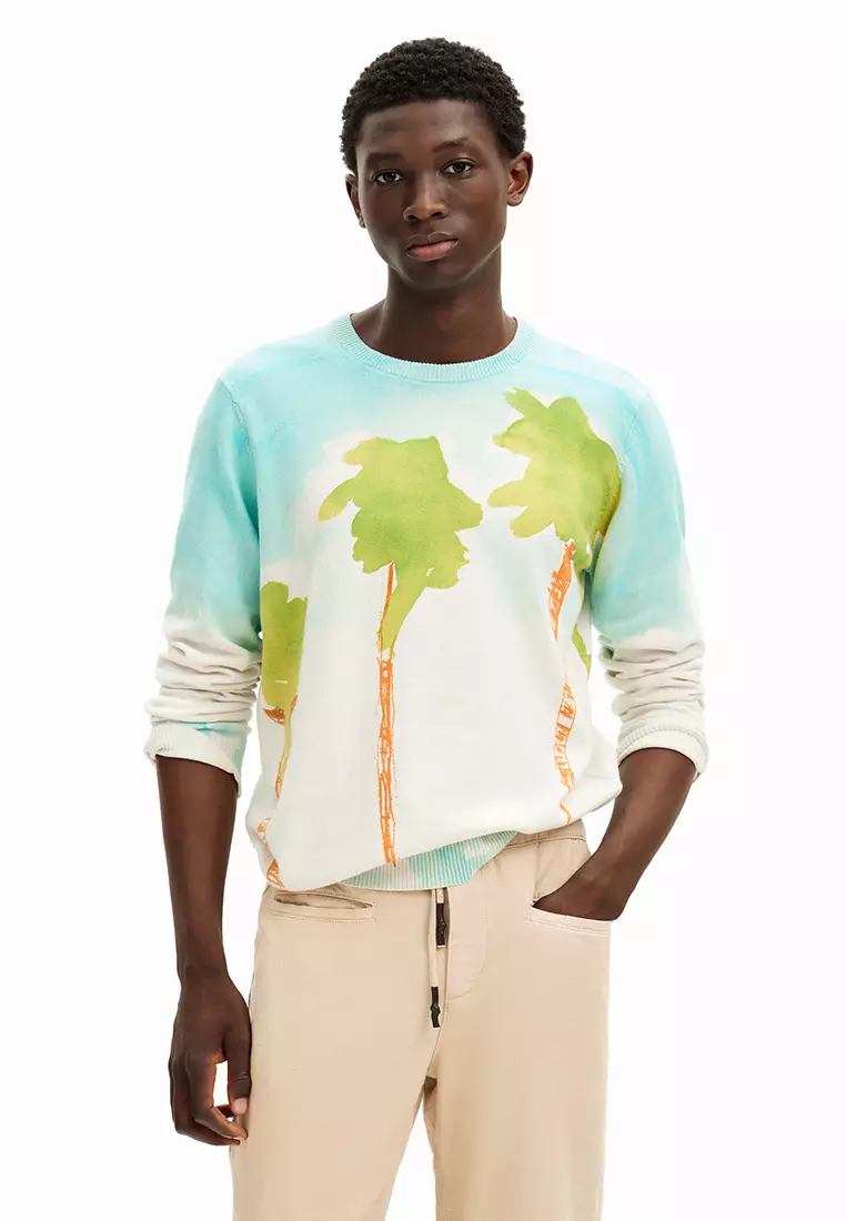 Desigual Man Watercolor knit sweater.