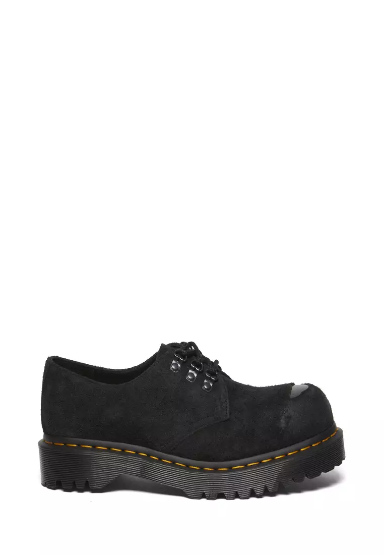 Discount on Dr. Martens  shoes - SKU: 1461 Black Pascal Steel Toe Black Hairy Shoe Women