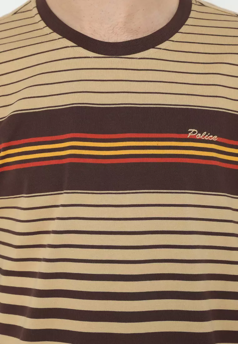 POLICE T-Shirt Salur Bordir Cotton Premium Tebal Pria