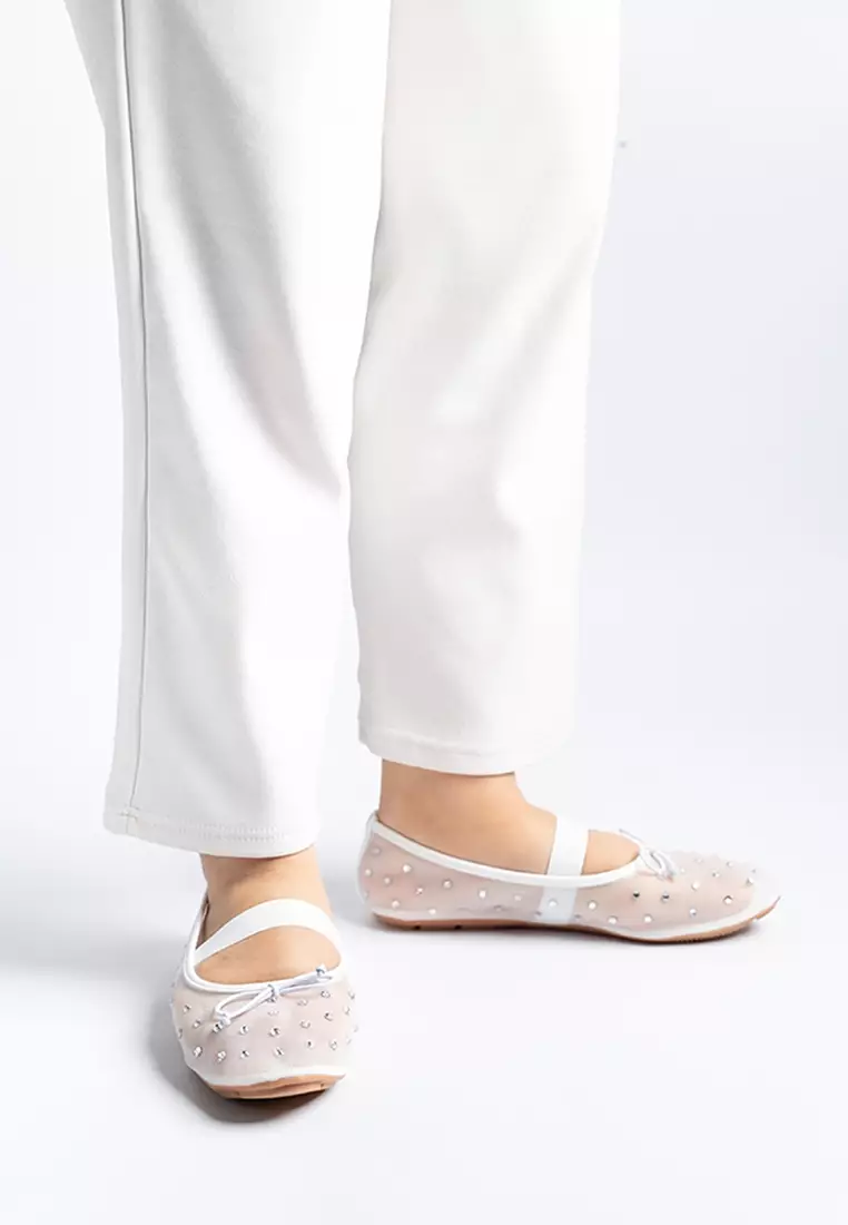 Glitter Mesh Ballerina Flats
