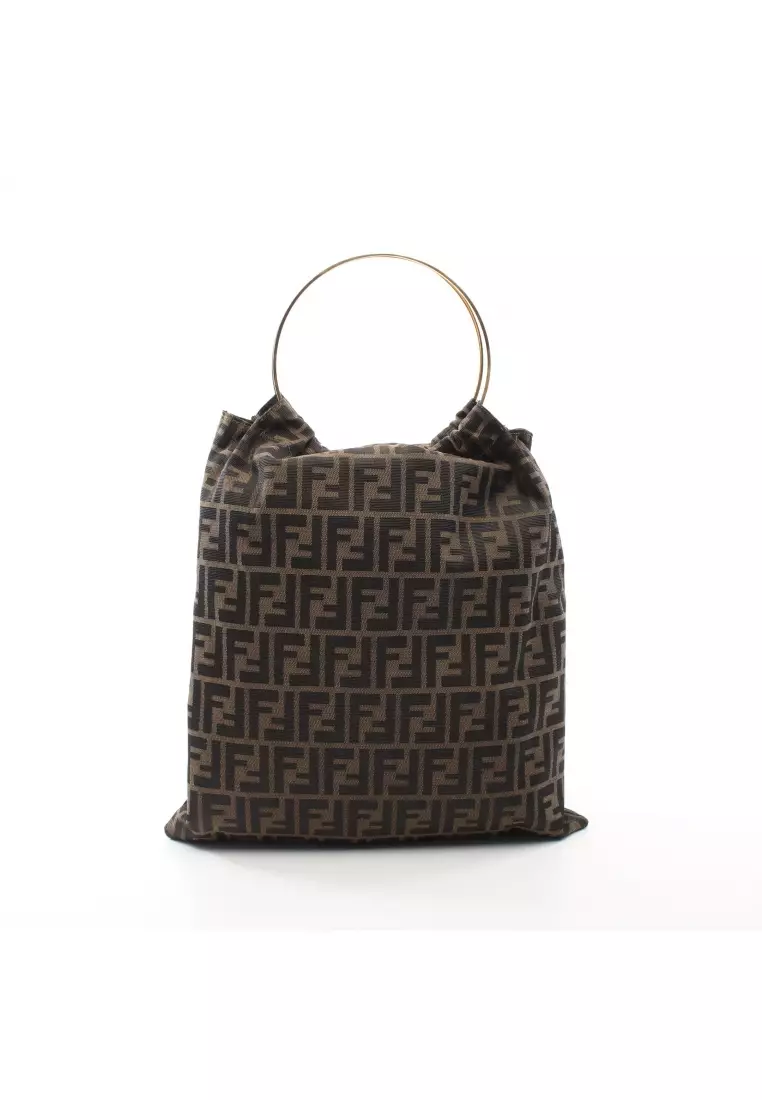 Fendi Vintage Black & Brown Zucca Jacquard Canvas Handbag 