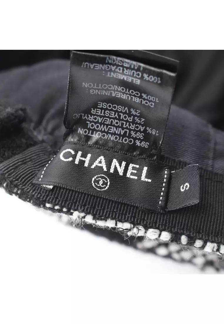 Chanel Coco Mark Wool Leather Cotton Cap Chanel Pre-Loved Chanel coco mark cap cotton wool leather  main image 2