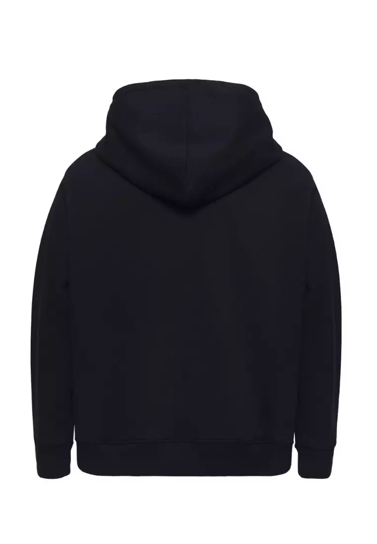 Cotton Well Cozzie Hoodie Sweatshirt with Hidden Pocket Black | Jaket Pullover Fleece dengan Kantong Tersembunyi Hitam