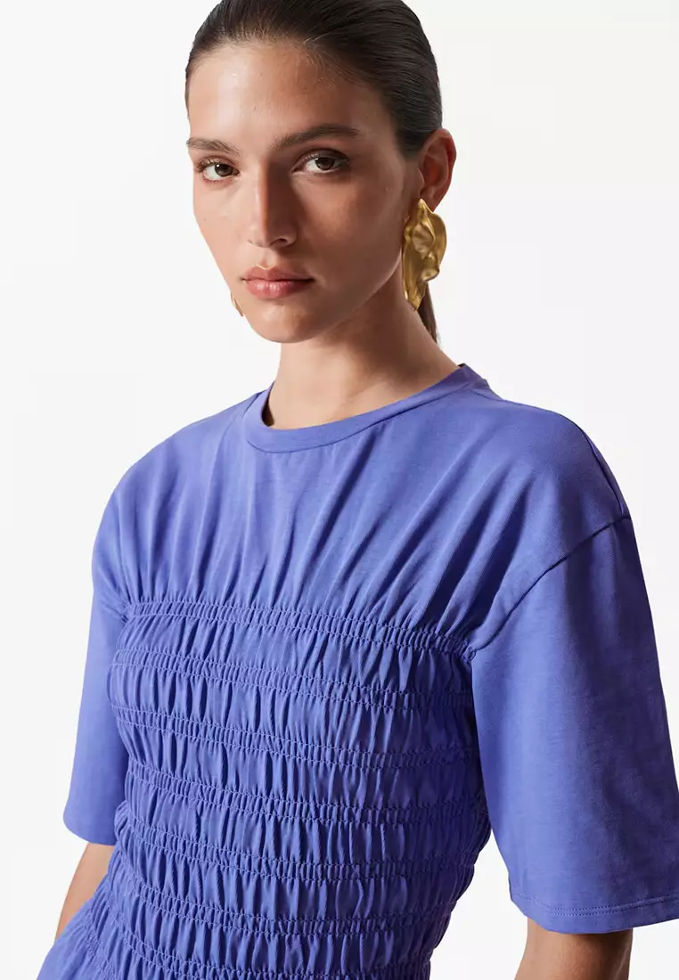 Smocked Crewneck Top