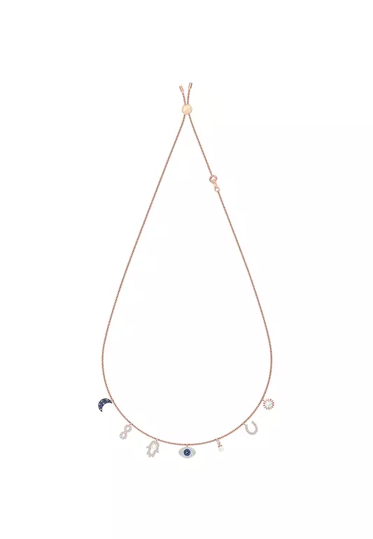 Symbolic Necklace Multi-Colored Rose-Gold Tone Plated