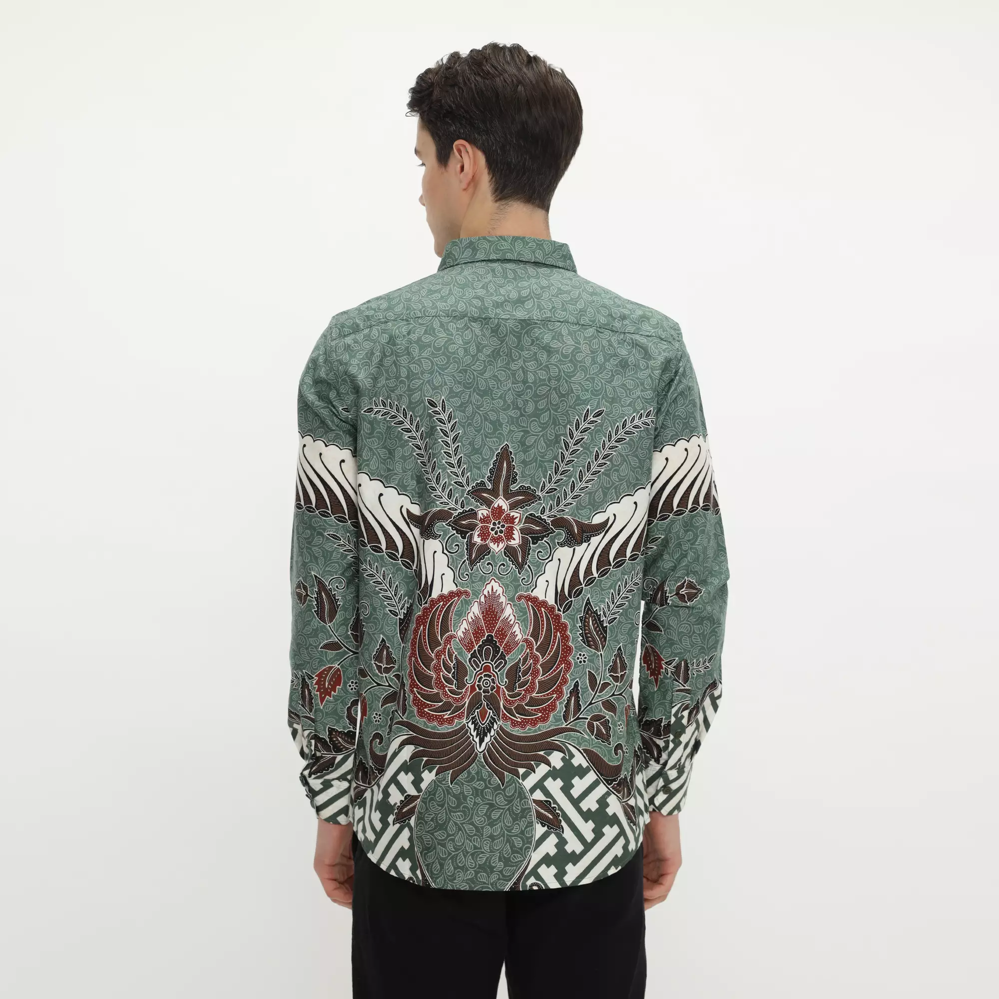Platini Kemeja Batik Pria Lengan Panjang Katun Sage Green 36063