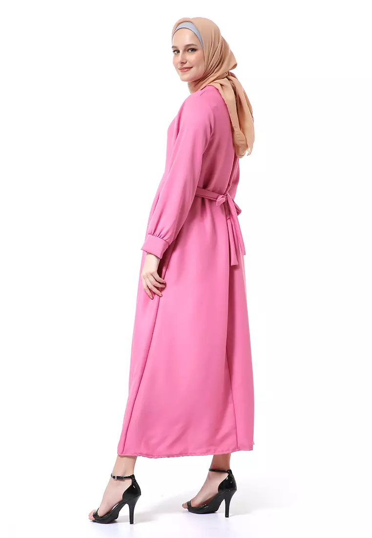 Kiyah Dress Button Muslimah Atasan Wanita Long Sleeve Premium Quality - Dusty