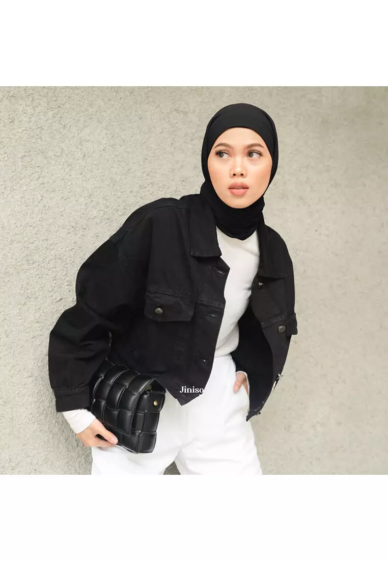 Jaket Crop Jeans Oversize Urban Black