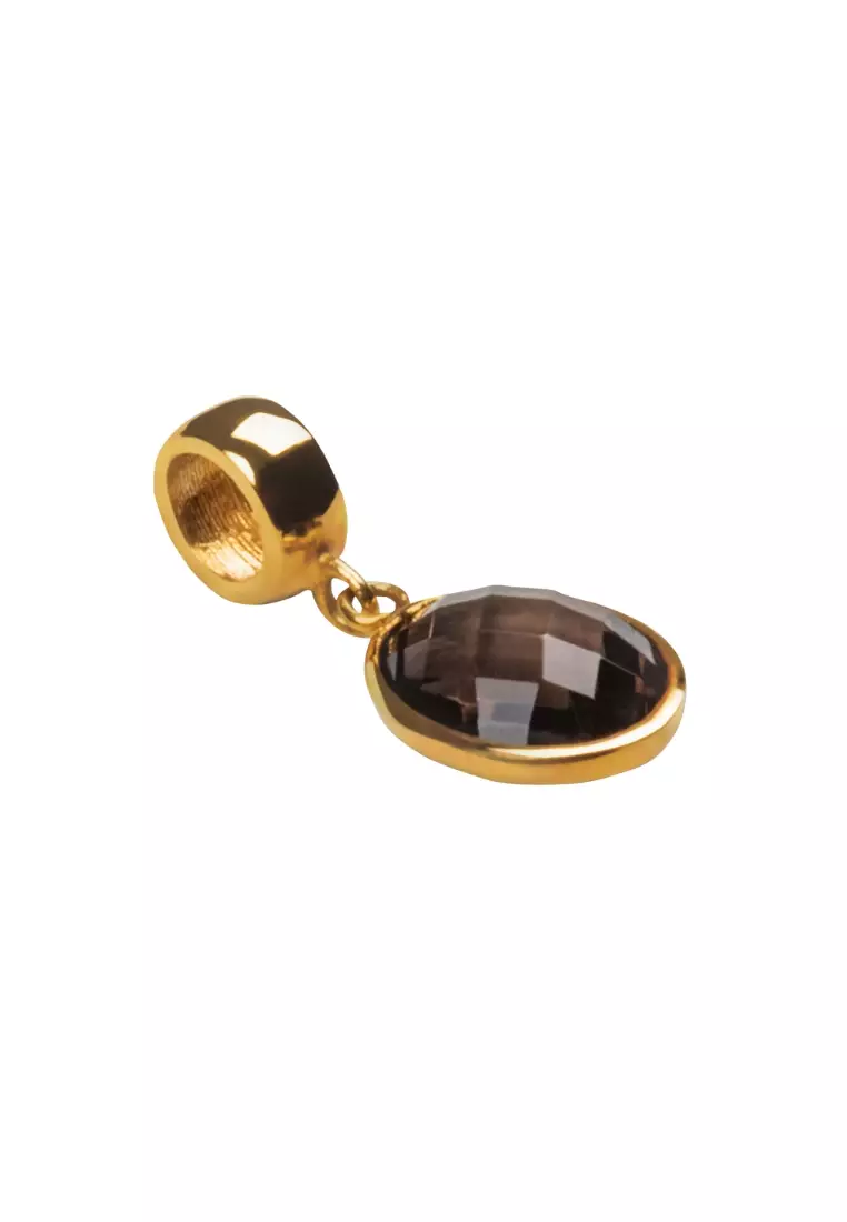 Black Sapphire Oval Charm 18k Gold