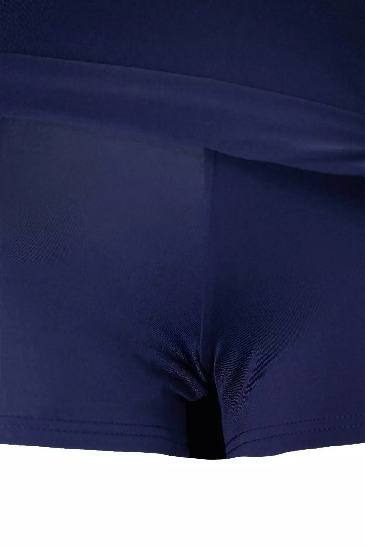 Dark Navy Blue Square Neck Covered Basic Skirt Swimsuit Tbess24Ma175