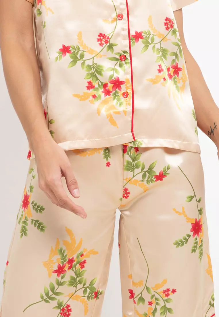 Pyjama Pijama Satin Silk Short Sleeve Short Pants Sleepwear