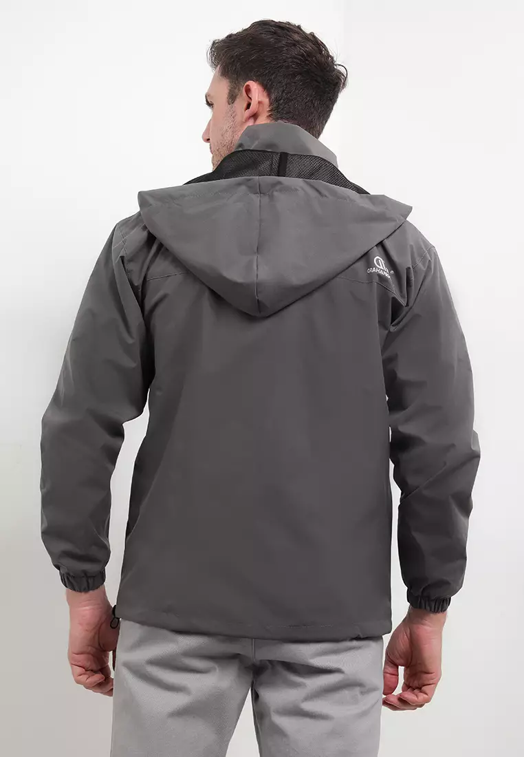 GRAHANGGRA Jaket Waterproof Vasili Hoodie Bisa Dilepas Pasang - Grey