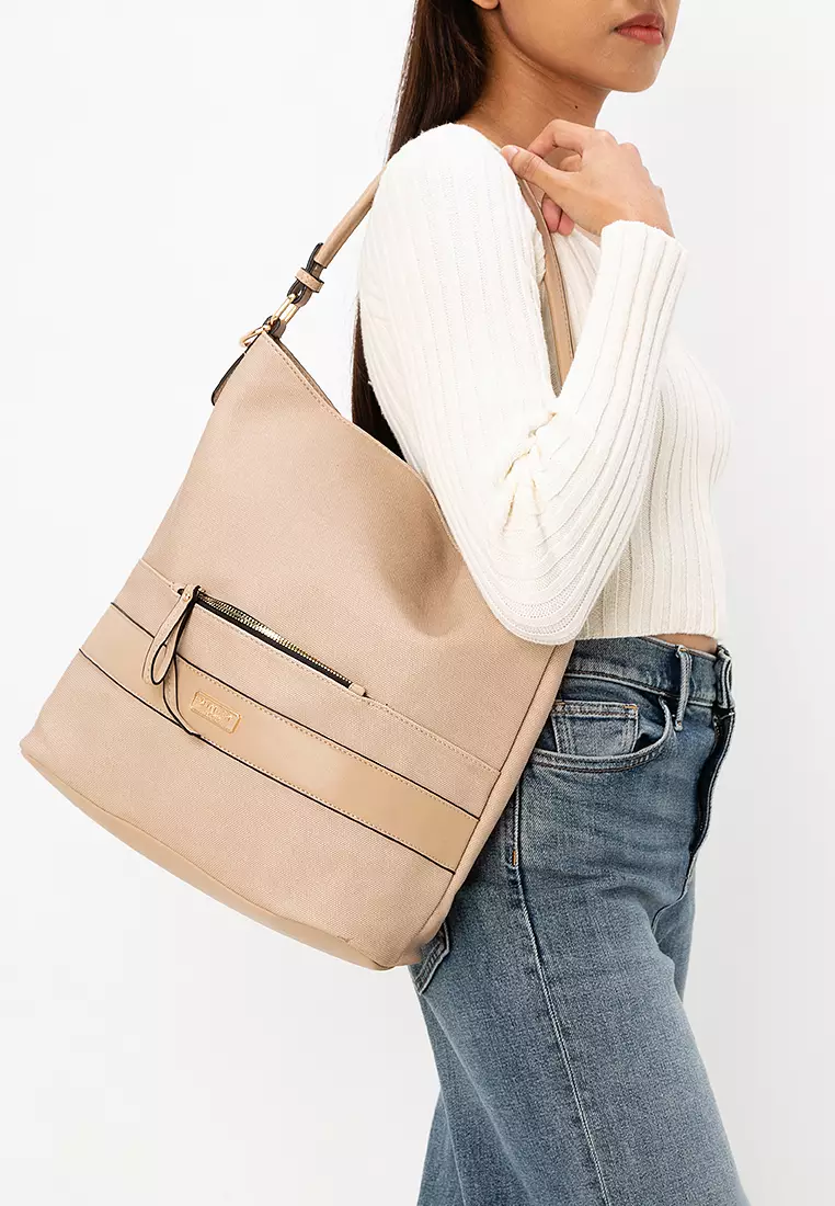 Duo-Texture Convertible Hobo Bag