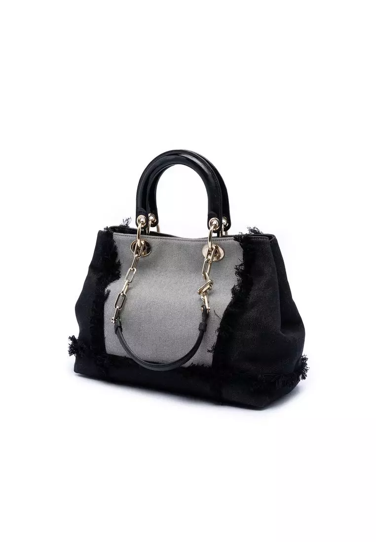 Pre-Loved Dior Denim Patch D Light Satchel