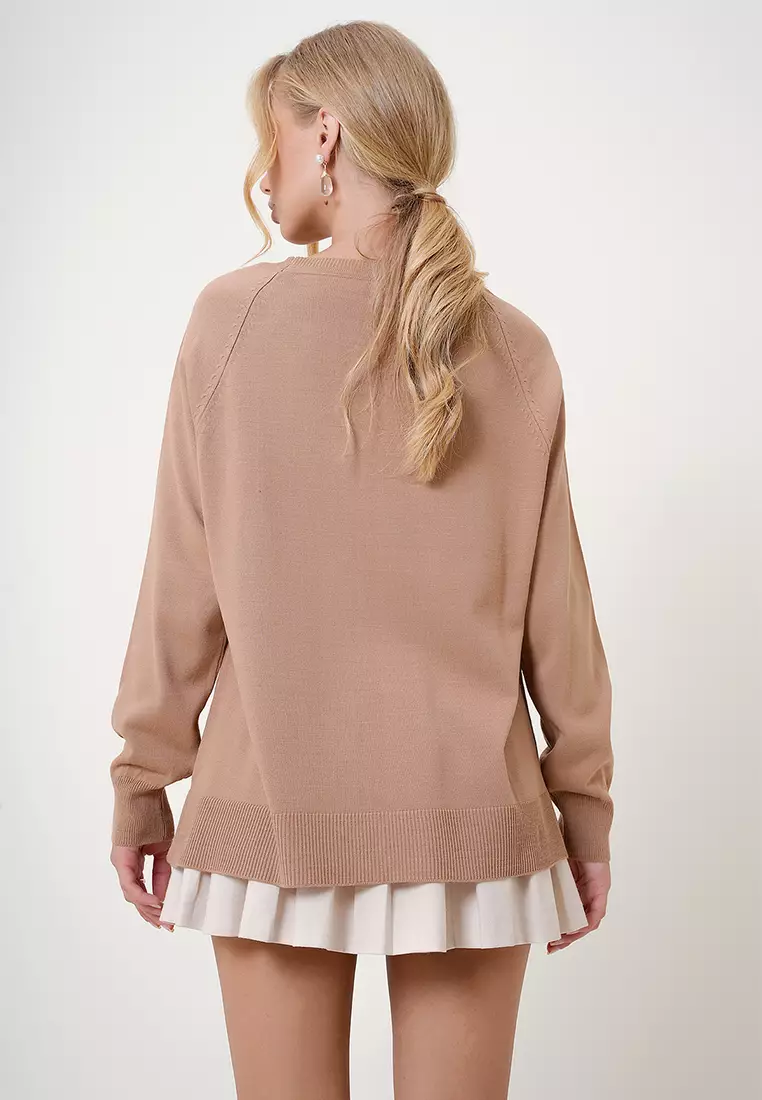 船領側開衩垂墜針織毛衣