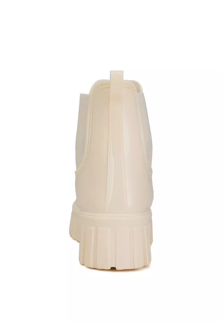 Sepatu Bot Hujan Chelsea Chunky Warna Krem