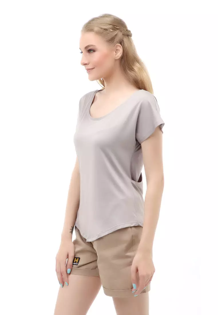 Wish Kaos Sport Wanita Model Jaring Belakang Material Polyester ORIGINAL - Gray