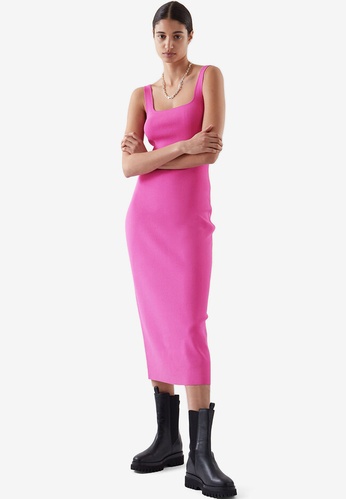 COS pink Knitted Midi Tube Dress 0B5FFAA6DAF243GS_1