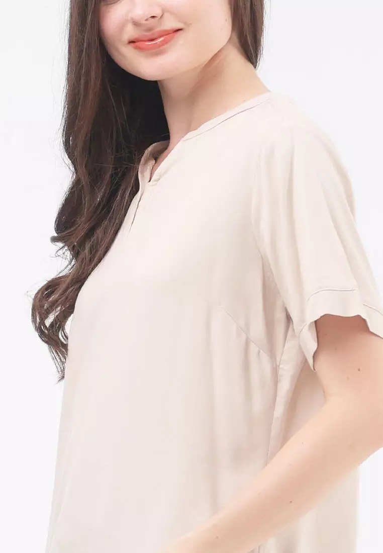 Short Sleeves Chinese Collar Blouse