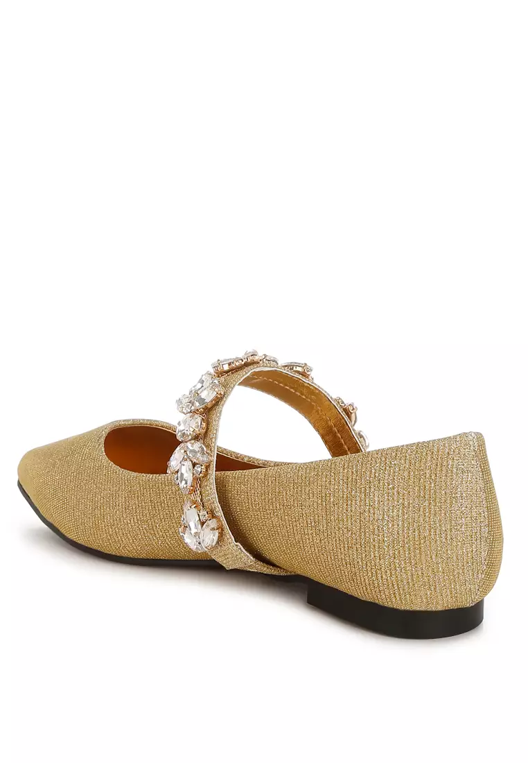 Bros Berlian Imitasi Balerina Berkilau dalam Warna Emas