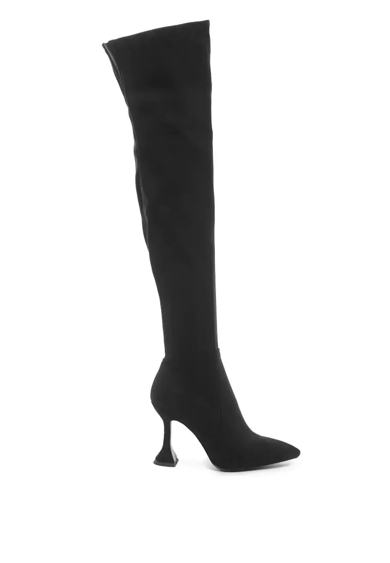 London Rag Over the Knee High Heeled Boots in Black 2024 Buy