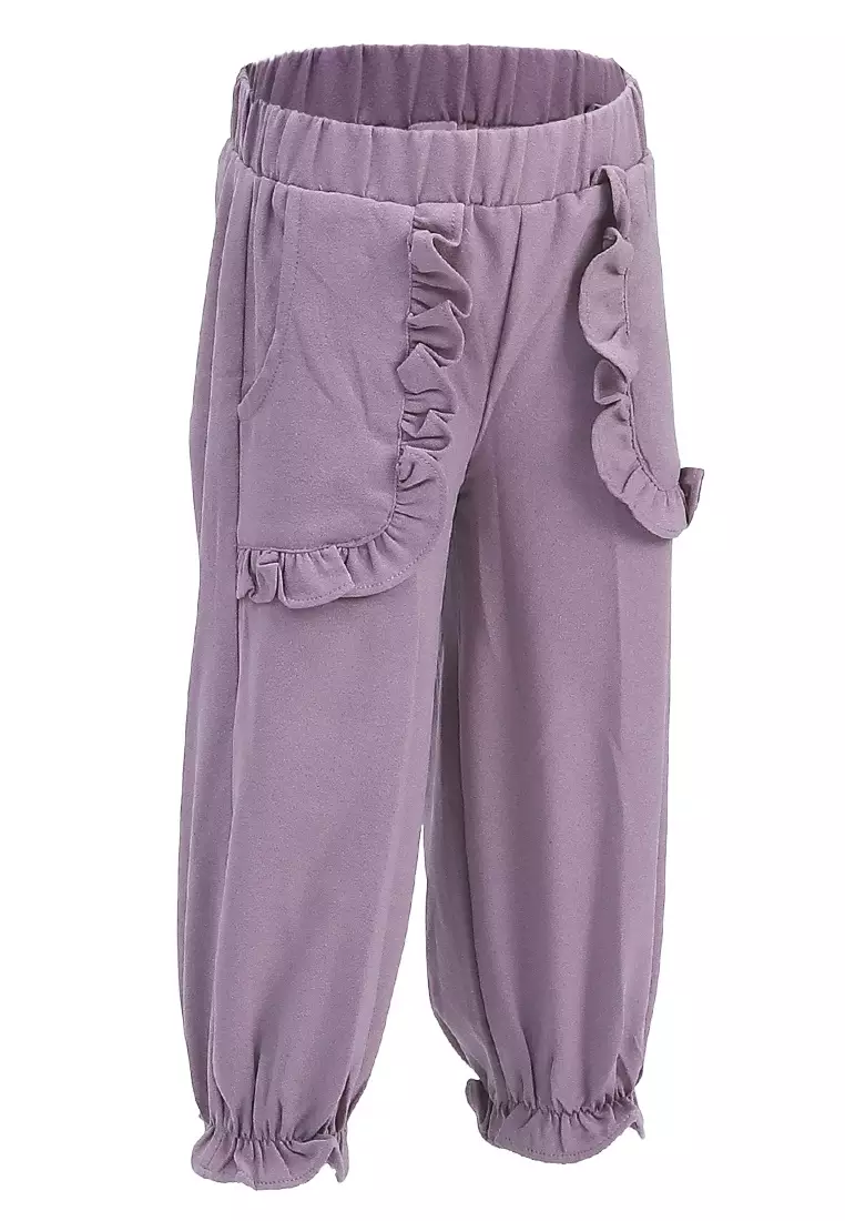 Yocelyn Celana Panjang Anak Perempuan Variasi Saku Pants Kids Daily Motif Polos Material Crepe ORIGINAL - Mauve