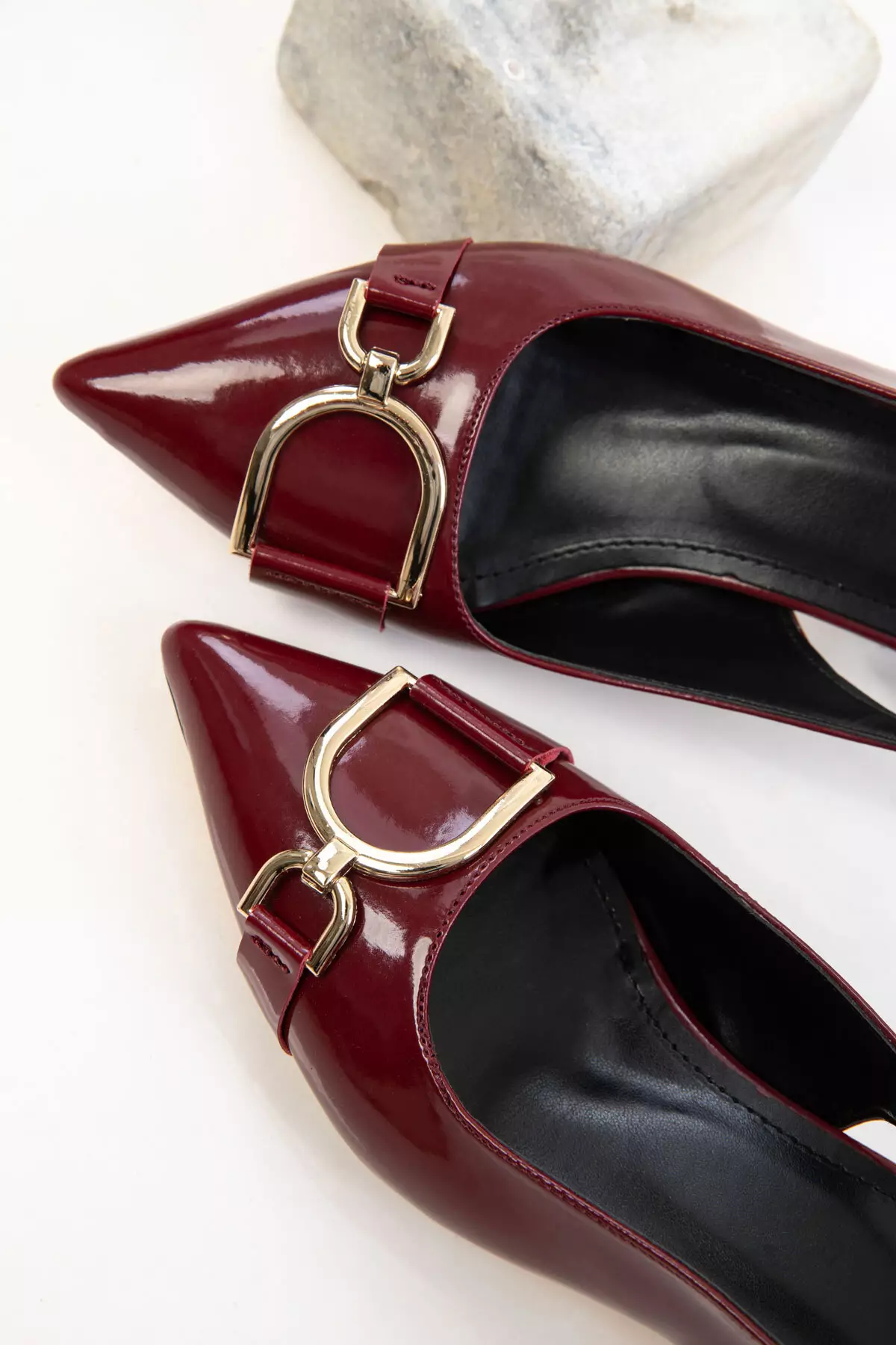 Claret Red Patent Leather Women's Classic Heeled Shoes 20643
