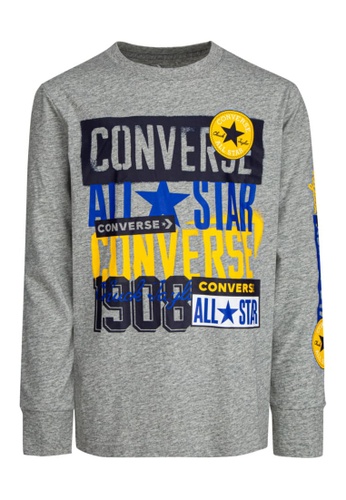 converse grey Converse Boy's Stamped Logo Long Sleeves Tee - Dark Grey Heather C79C0KAB9A52A4GS_1