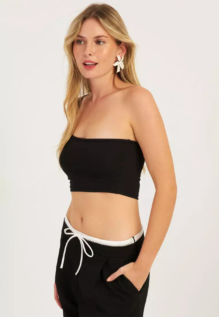 One Shoulder Double Crop Top