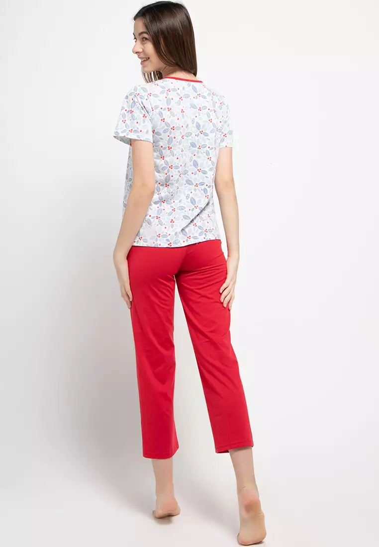 Pyjama Short Sleeve Long Pants Full Button Sleepwear