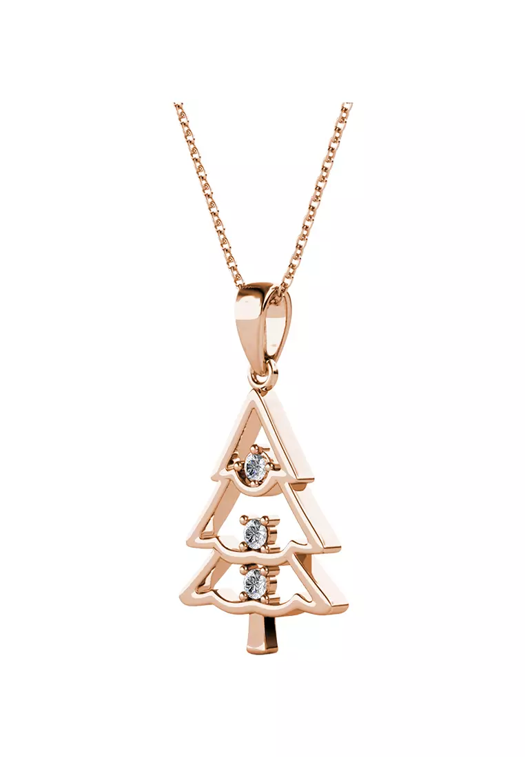 Her Jewellery Jolly Tree Pendant (Rose Gold) - Luxury Crystal Embellishments plated with 18K Gold