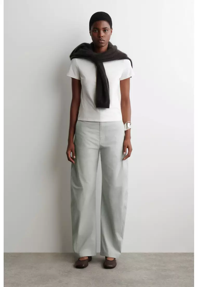 COTTON BARREL-LEG TROUSERS