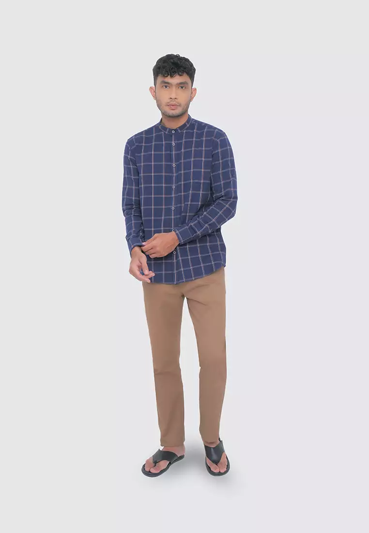 MOC Kemeja Koko Lengan Panjang Pria ADNAN - NAVY