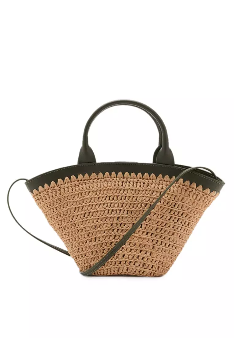 Buy Mango Small Double-Handle Natural Fibre Bag 2025 Online ZALORA