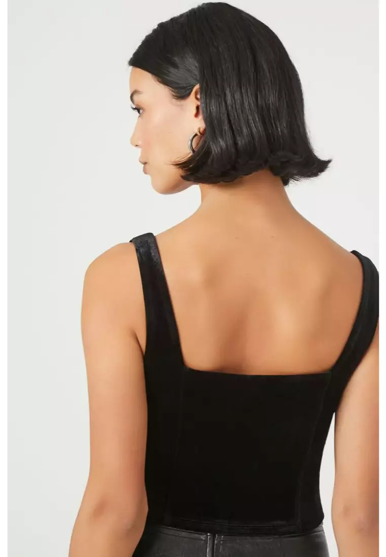 Buy FOREVER 21 Velvet Hook and Eye Crop Top 2024 Online ZALORA