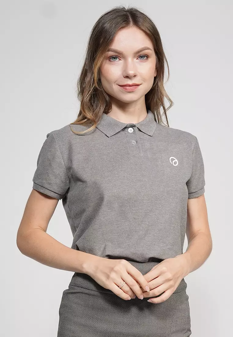 Ladies grey sales polo shirt