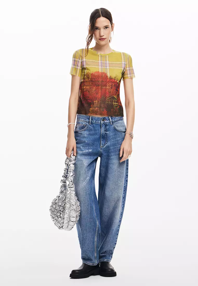 Desigual Woman Printed tulle T-shirt.