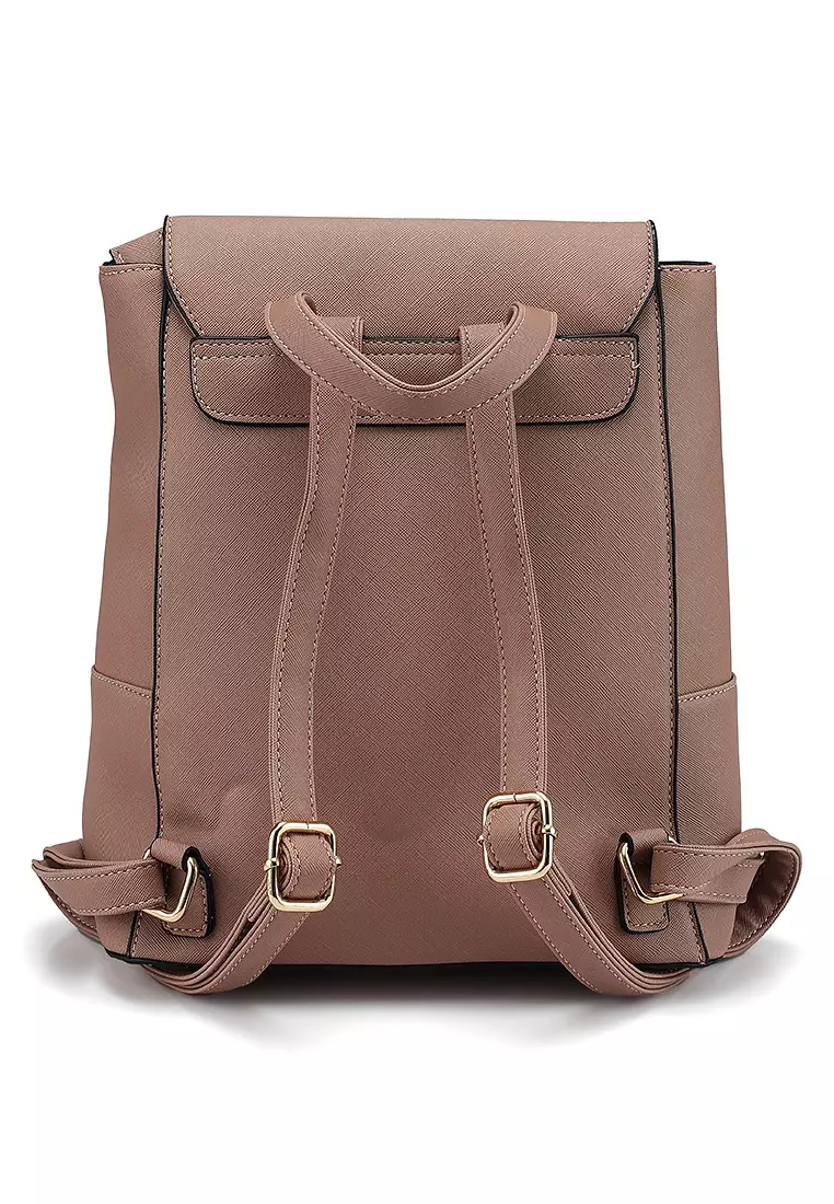 Saffiano Backpack With Flap Over