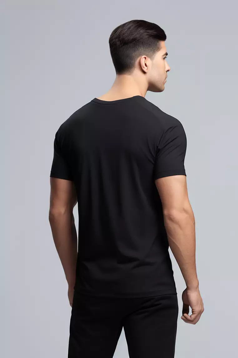 MS181 S/S baju tgn pendek olahraga cowo polos Td Active hitam